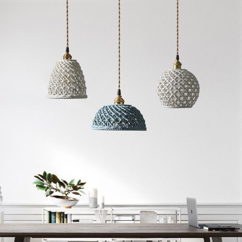 Valentina Moderne LED Pendelleuchte Metall Blau Weiß Schlafzimmer/Küche