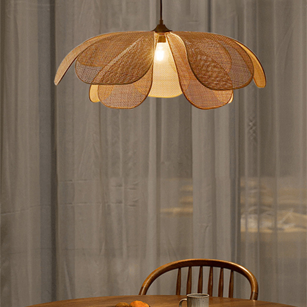Ritta Design Weidengeflecht LED Holzfarbe Pendelleuchte Wohnzimmer Metall Rattan