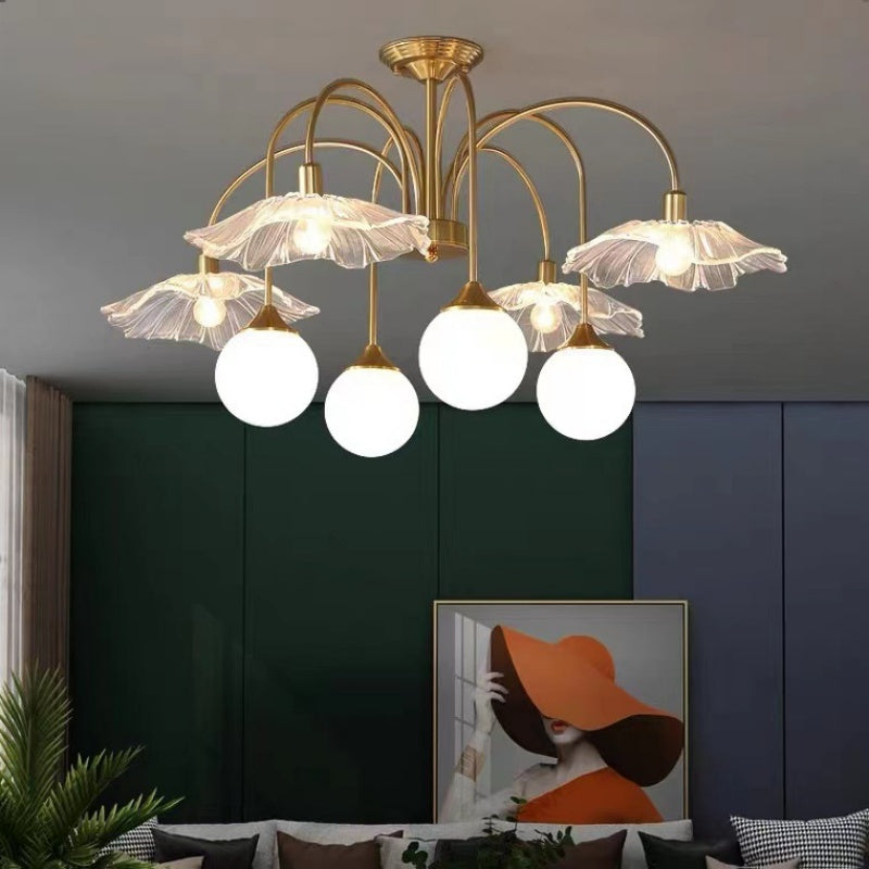 Valentina Nordic LED Kronleuchter Gold Glas Wohn/Esszimmer/Schlafzimmer