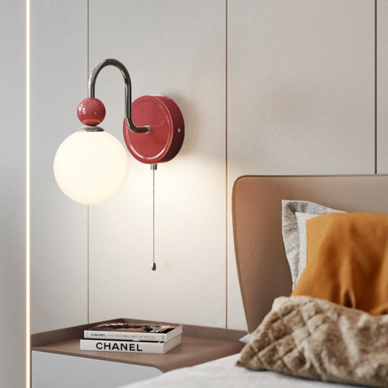 Valentina Modern LED Innenwandleuchte Rot Kaffee Glas Schlafzimmer