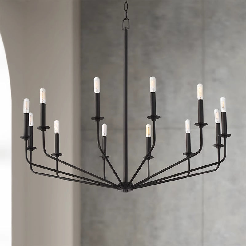 Silva Modern Industrial LED Kronleuchter ausMetall für Wohnzimmer Schwarz
