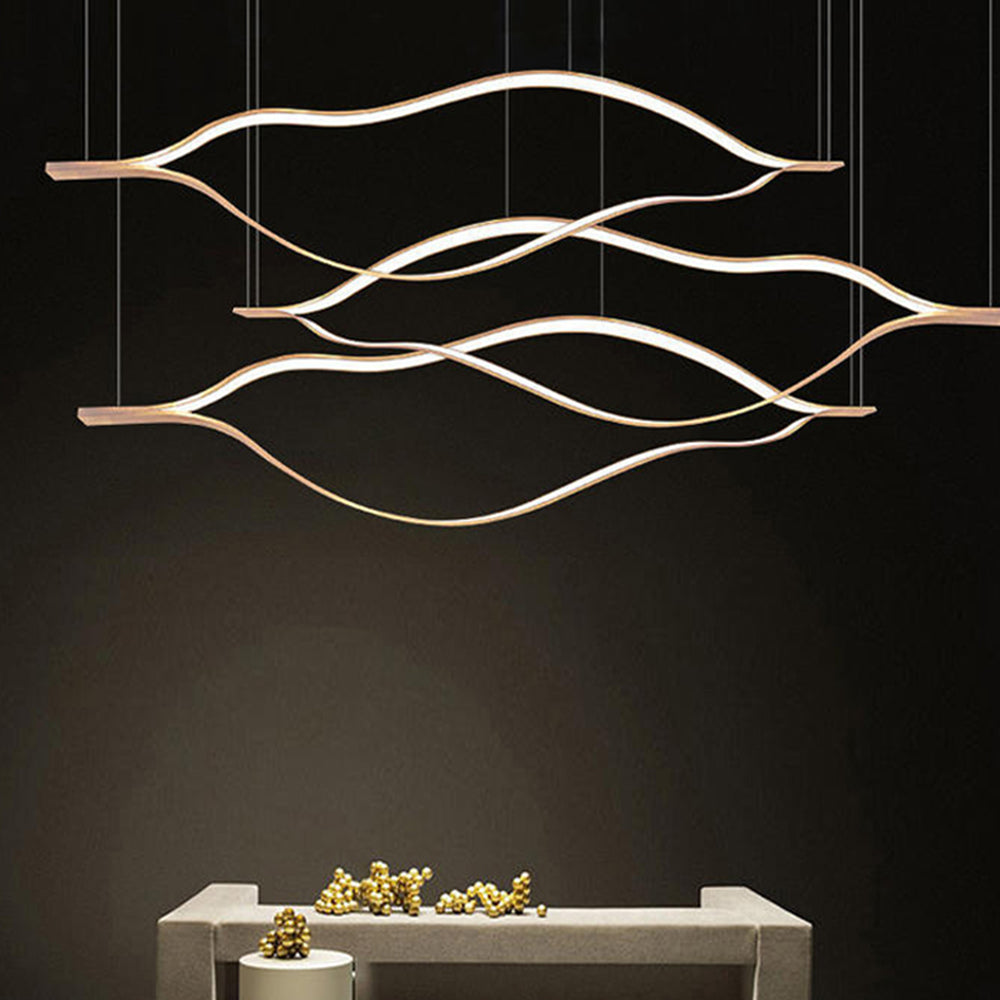 Arisha Modern Linear Geometrisch LED Pendelleuchte Gold Wohnzimmer Metall Acryl