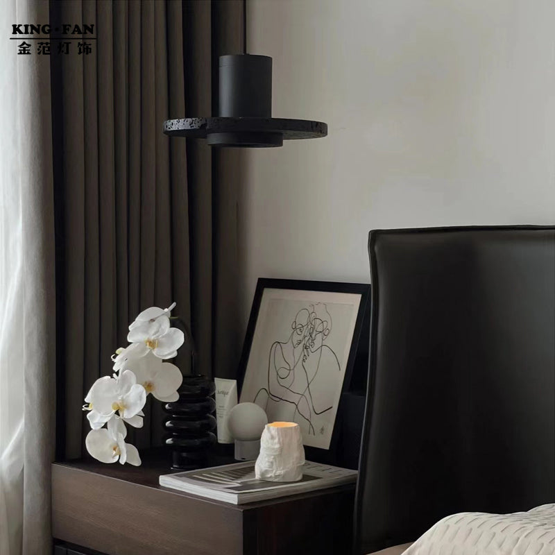 Arisha Modern LED Pendelleuchte Schwarz Wohn/Schlaf/Esszimmer Stein