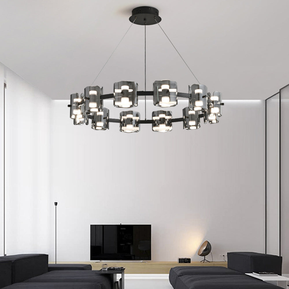 Arisha Pendelleuchte Flammig 9/12/15 , Metall, Schwarz/Gold, Schlafzimmer/Esszimmr