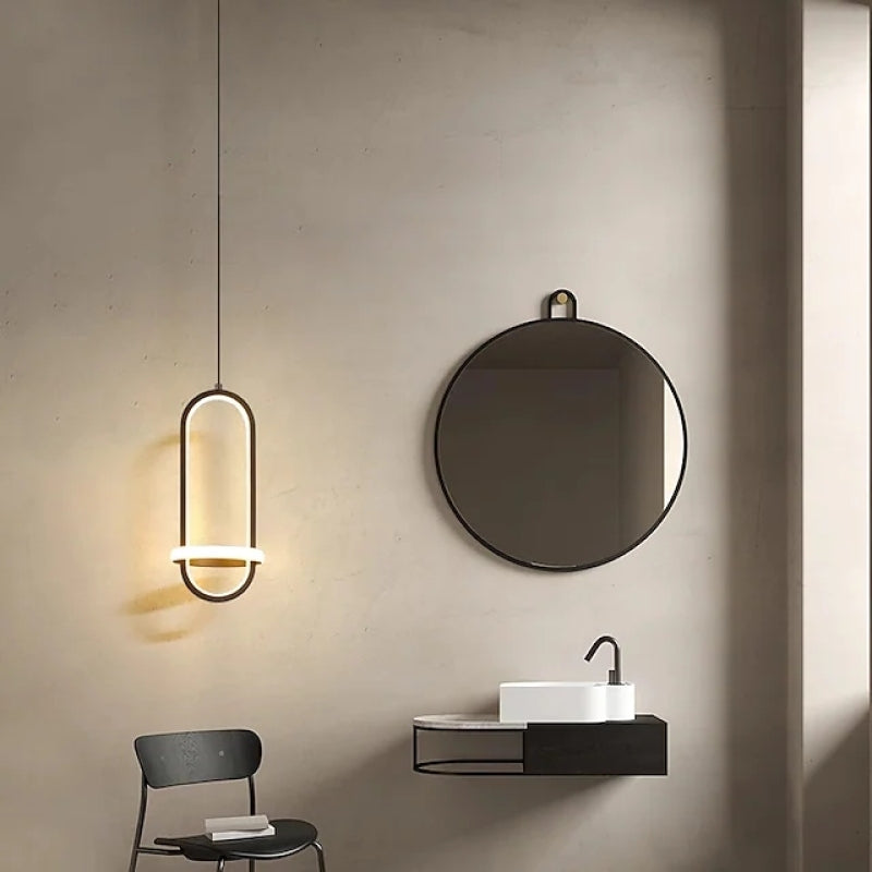Arisha Modern Minimalistisch LED Ring Pendelleuchte Schwarz/Gold Schlafzimmer Metall