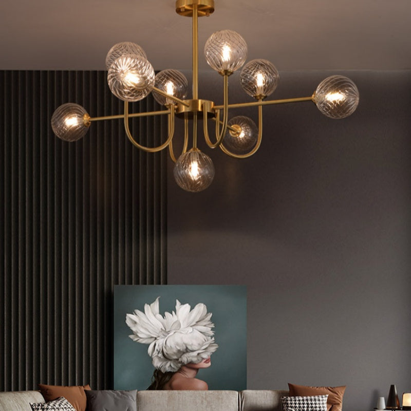 Valentina Moderner LED Kronleuchter Gold Glas Wohn/Esszimmer/Schlafzimmer