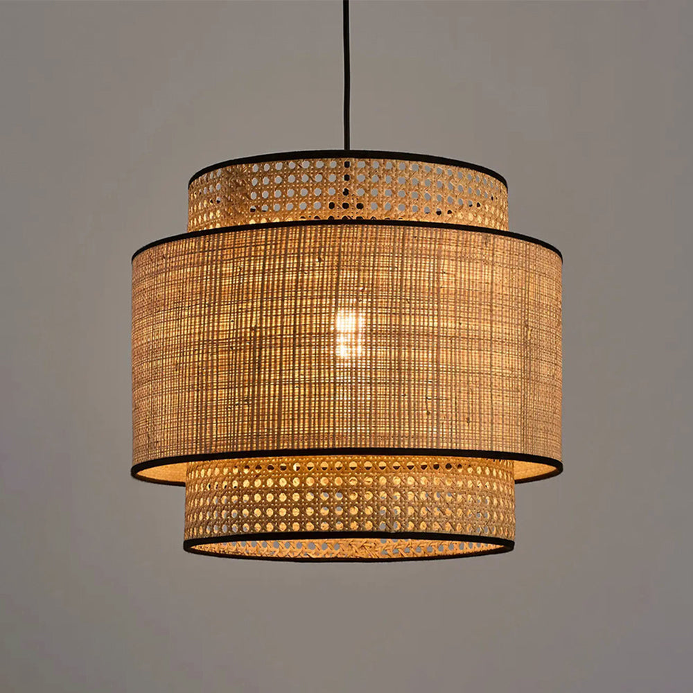 Ritta Design LED Pendelleuchte Holz Wohn/Schlaf/Esszimmer Rattan&Metall
