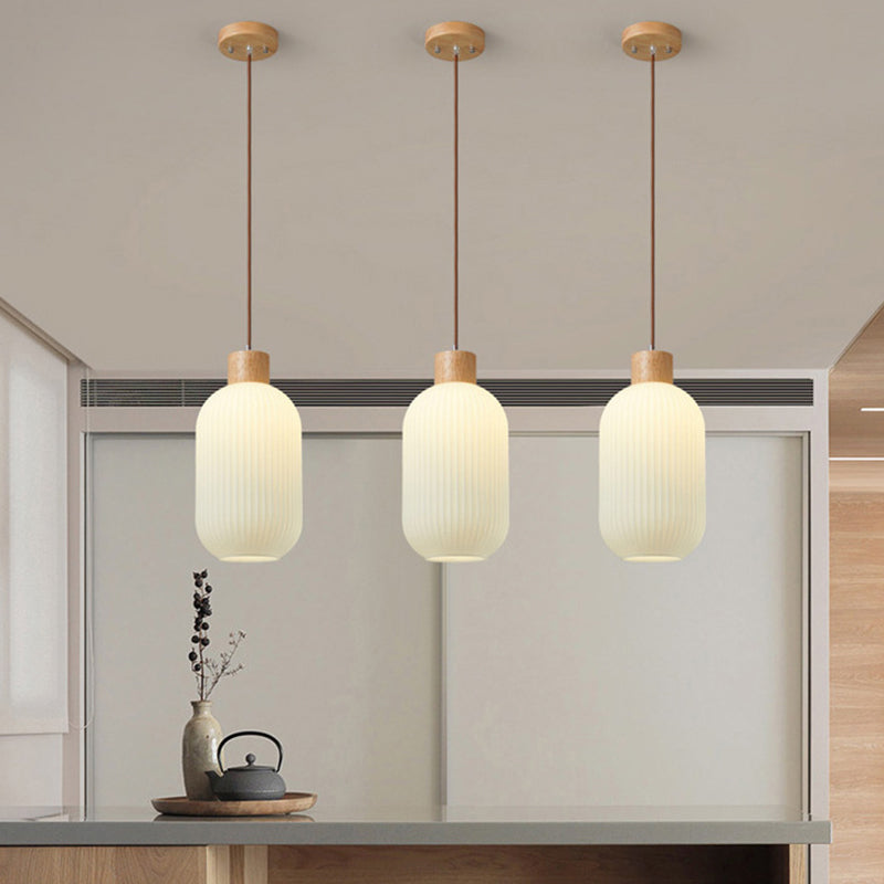 Muto Modern LED Pendelleuchte Weiß 2 Stile Ess/Wohnzimmer Holz/Glas