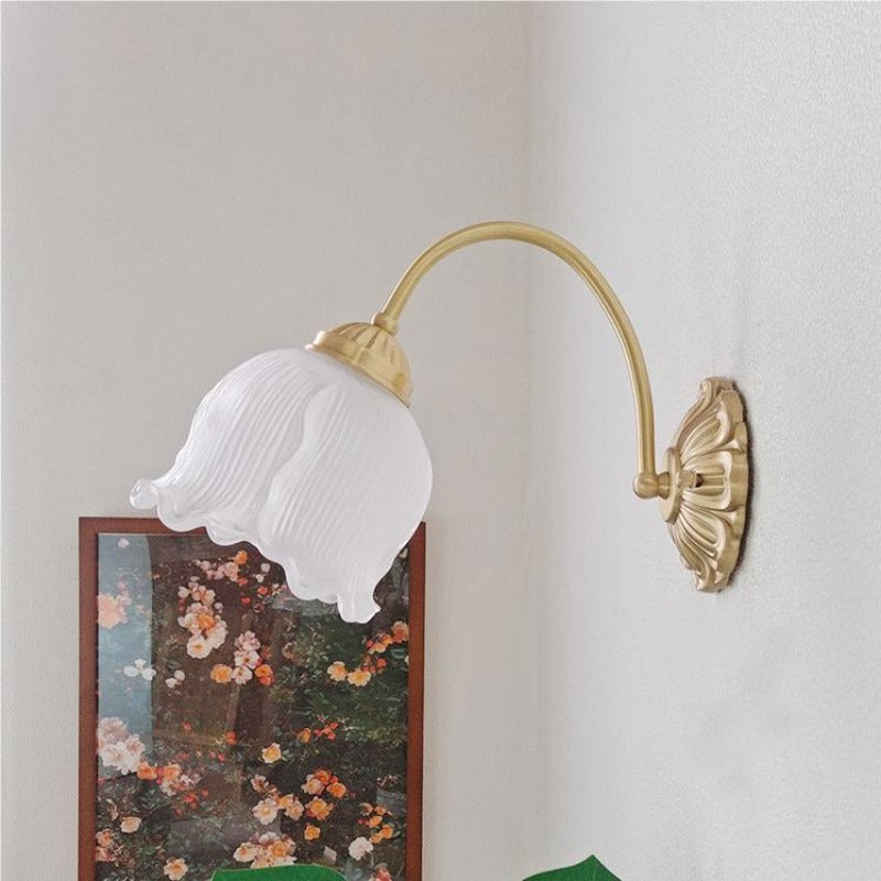 Arisha Retro LED Innenwandleuchte Gold Glas Schlaf Wohnzimmer