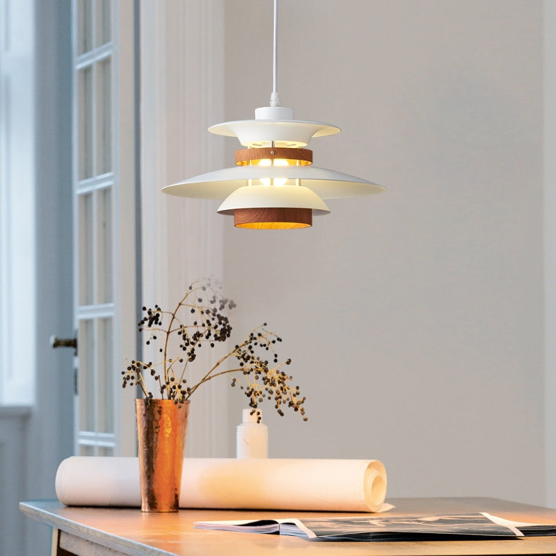 Valentina Modern Pendelleuchte Schwarz Weiß Holz Metall Esszimmer