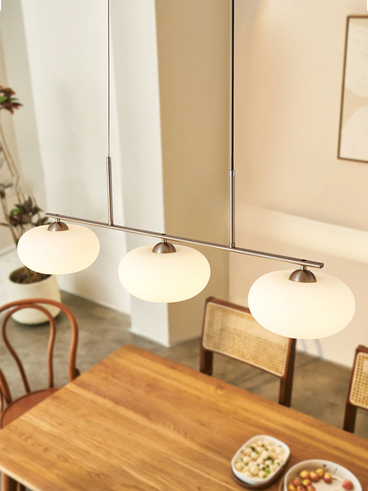 Valentina Modern LED Pendelleuchte Silber/Gold Esszimmer Esstisch Metall&Glas 3-flammig 100CM Lang