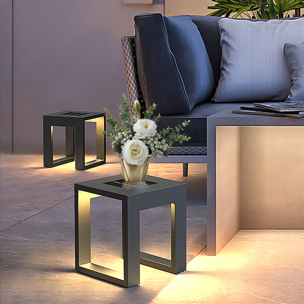 Ray Modern Rechteckig LED Außenleuchte Solar Schwarz Garten Metall Acryl Hohle Höhe 40/50/60CM