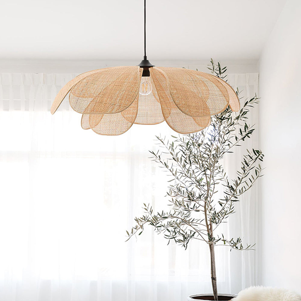 Ritta Design Weidengeflecht LED Holzfarbe Pendelleuchte Wohnzimmer Metall Rattan
