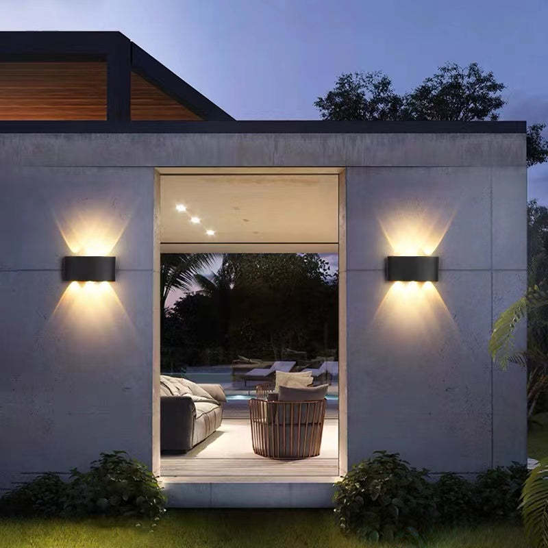 Ray Außenwandleuchte Modern Rechteck LED Weiß Metall Terrasse