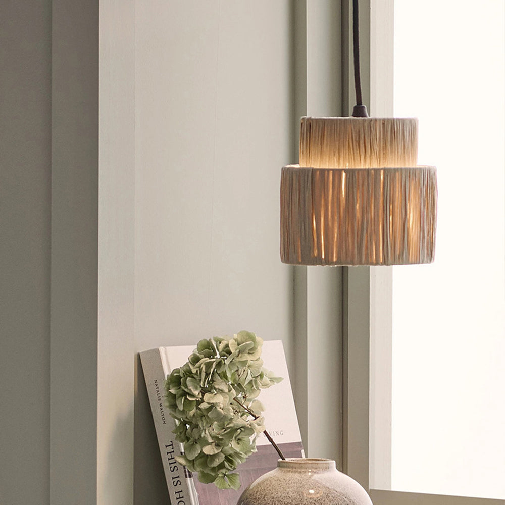 Muto Modern Küche LED Pendelleuchtehellbraun Wohn/Schlafzimmer Rattan Glas
