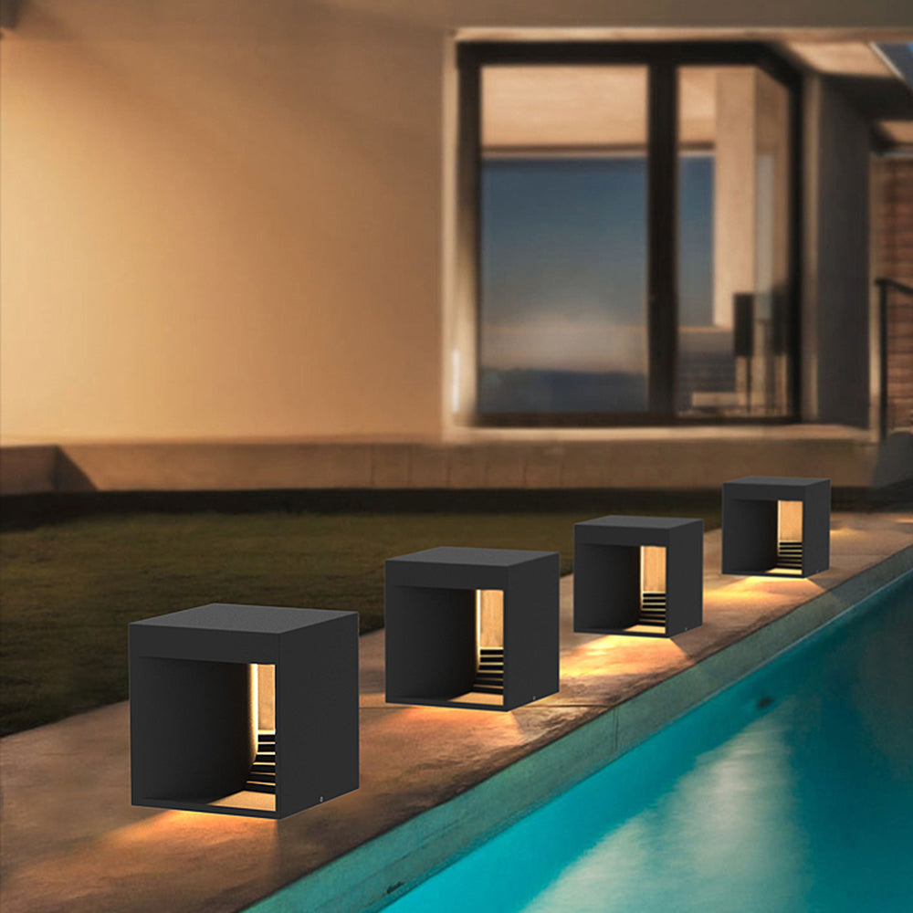 Ray Moderne Design Quadratische LED Außenleuchte Schwarz Garten-Flur Metall 3 Größen 27cm-43cm-73cm
