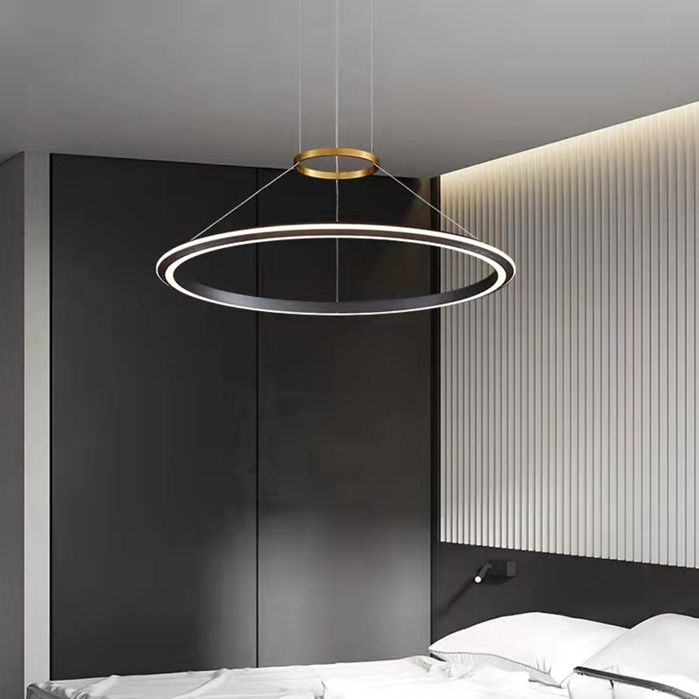 Arisha Modern LED Pendelleuchte Ring Wohnzimmer Schlafzimmer, Metall Acryl