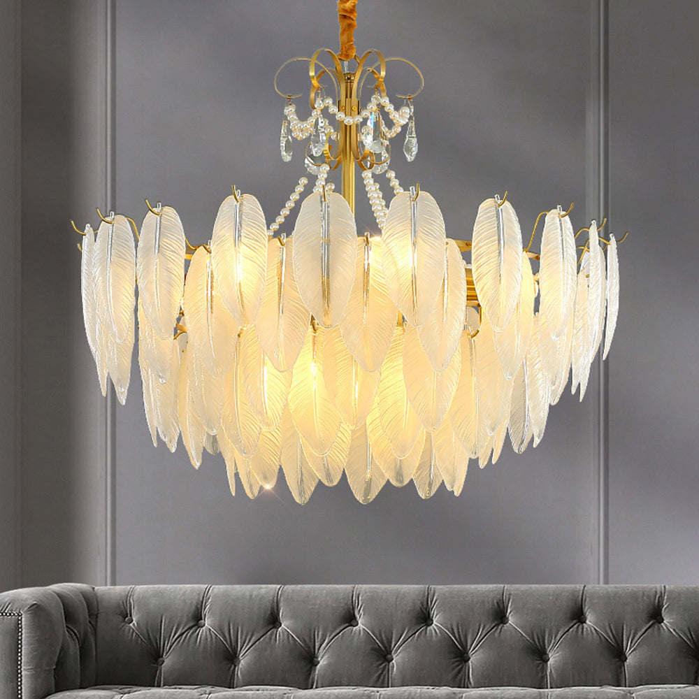 Kristy Modern LED Kronleuchter Weiß Glas/Metall Ess/Schlafzimmer