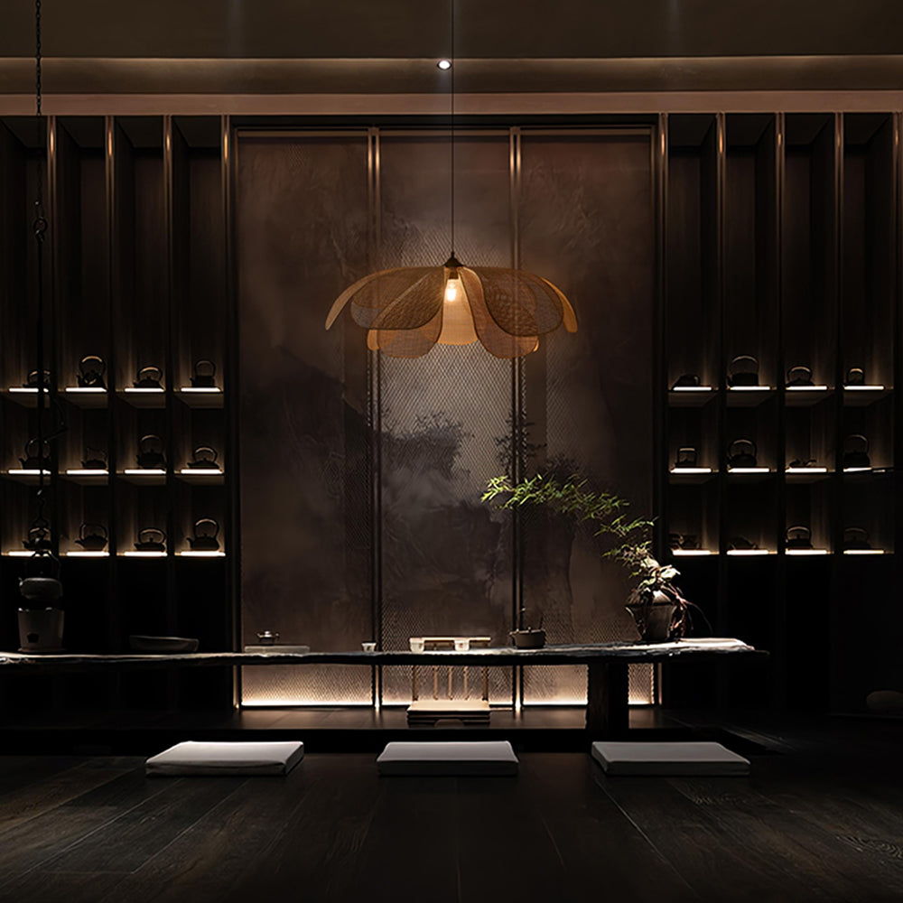Ritta Design Weidengeflecht LED Holzfarbe Pendelleuchte Wohnzimmer Metall Rattan