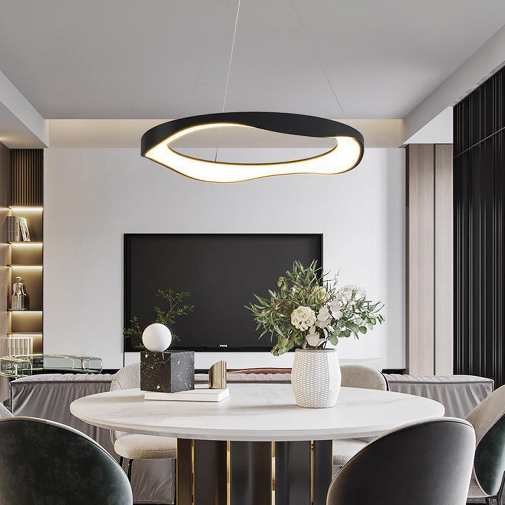 Arisha Modern LED Pendelleuchte Ring Esstisch, Schwarz/Weiß, Metall Acryl