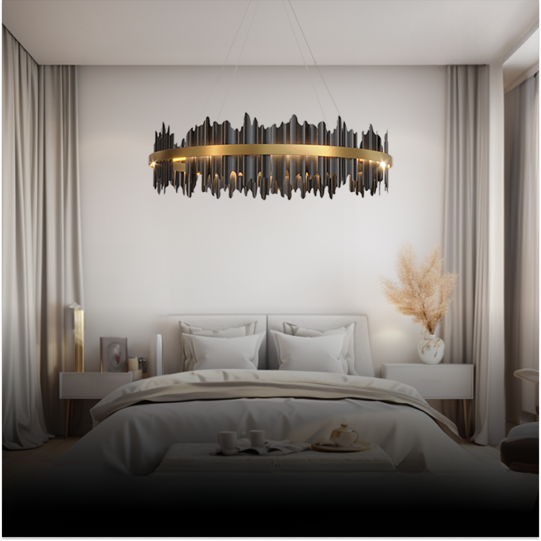 Kristy Industrial LED Kronleuchter Gold Metall Schalf/Wohnzimmer
