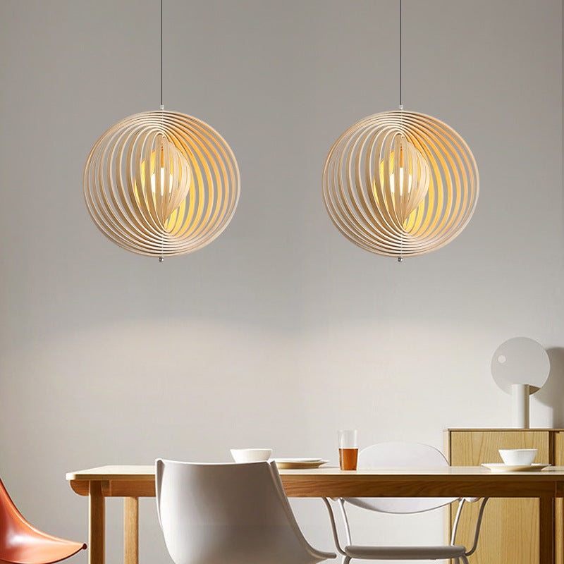 Muto Japanisch LED Pendelleuchte Schwarz/Gold Holz Schlafzimmer