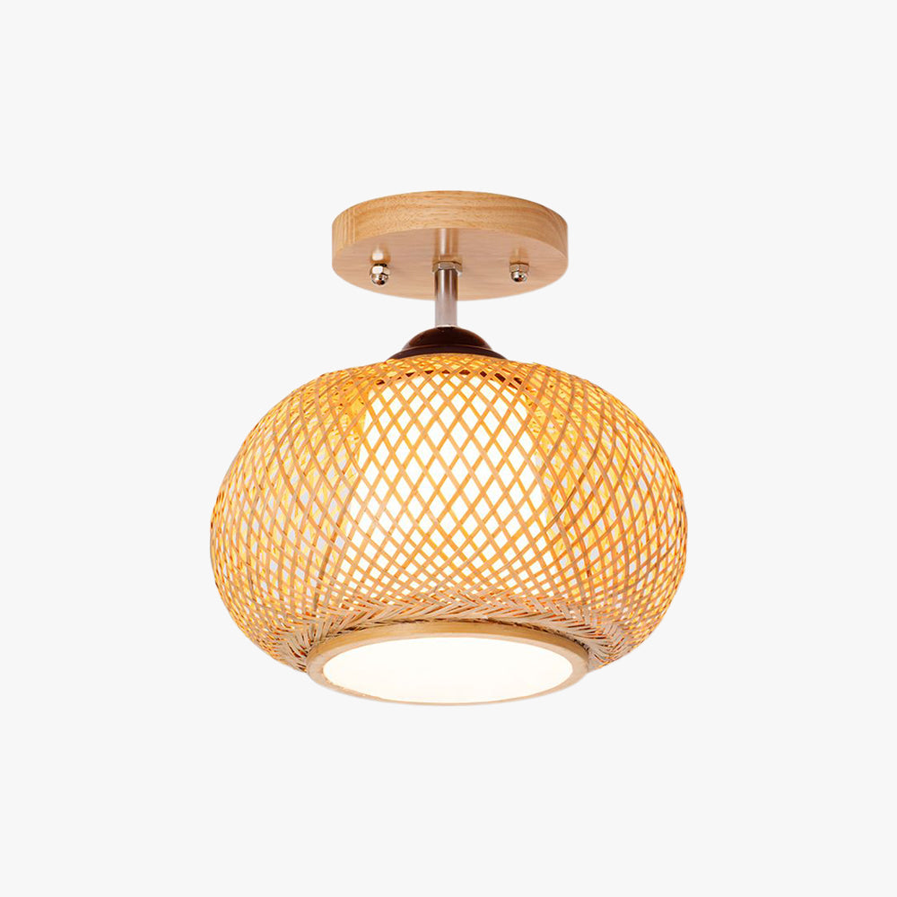 Muto Boho Flush Mount Rattan Deckenleuchte, Wohnzimmer