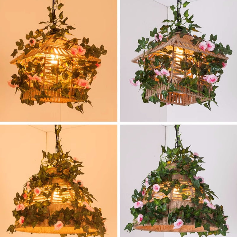 Valentina Retro LED Pendelleuchte Rattan Restaurant Schlafzimmer