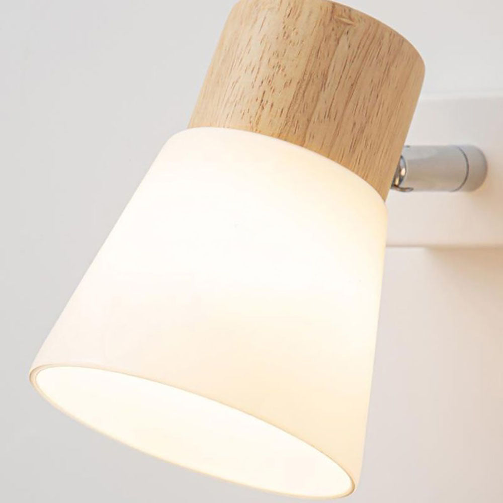 Muto Nordic LED Wandleuchte Holz/Glas Wohnzimmer/Esszimmer Weiß