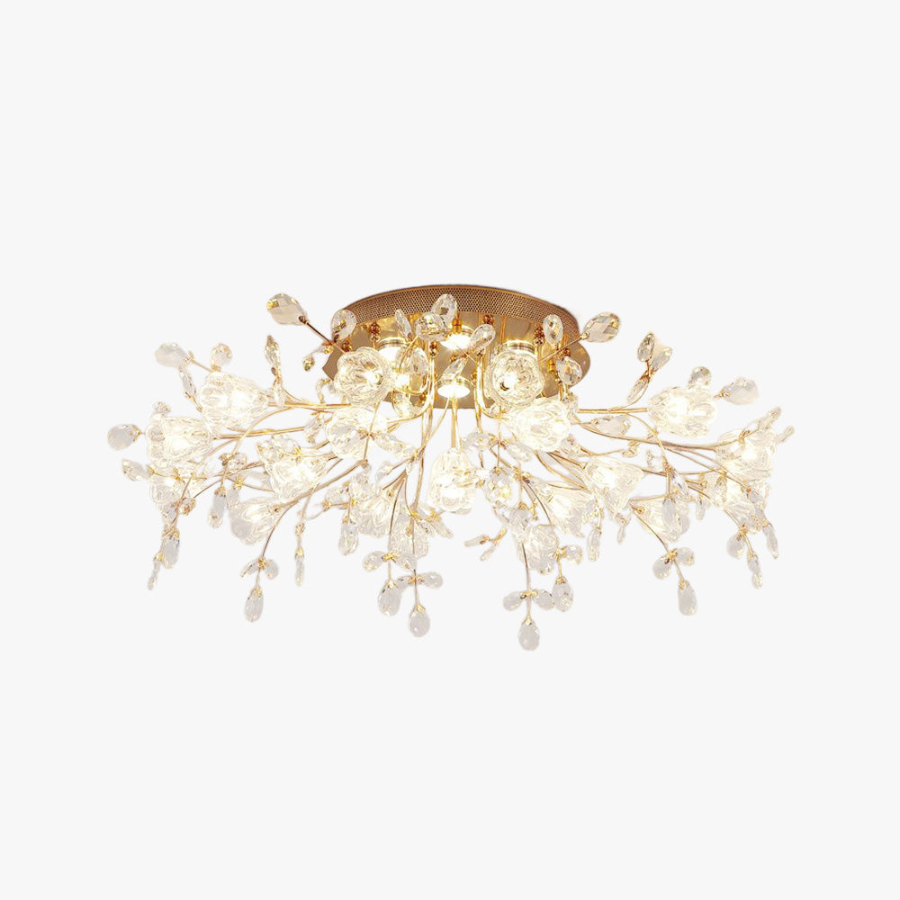 Kristy Deckenleuchte Blume Design LED Gold Wohn/Schlaf/Kinderzimmer Flur Glas