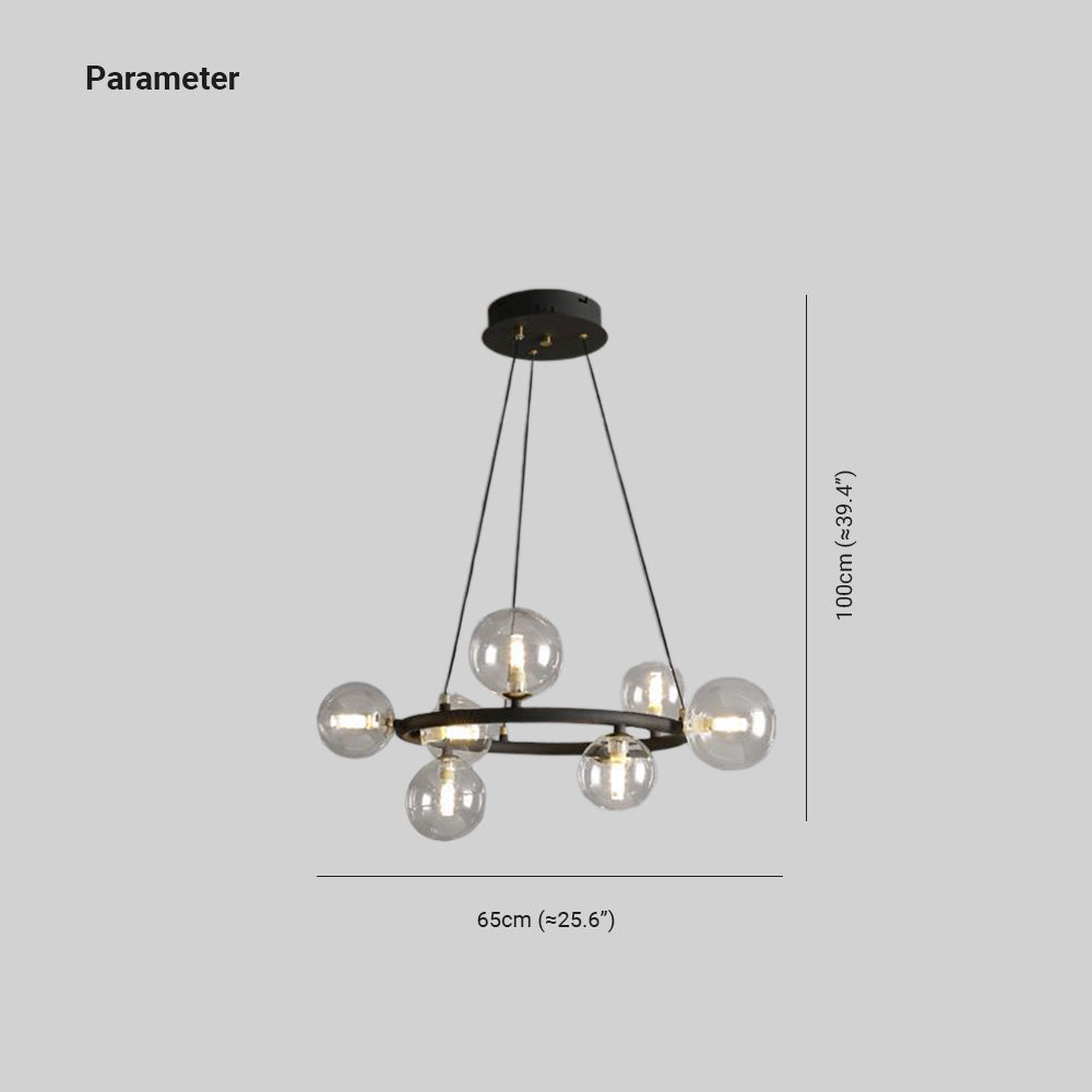 Valentina Modern Glaskugel LED Kronleuchter Gold/Schwarz Esstisch/Wohnzimmer Metall mit 3 größrn