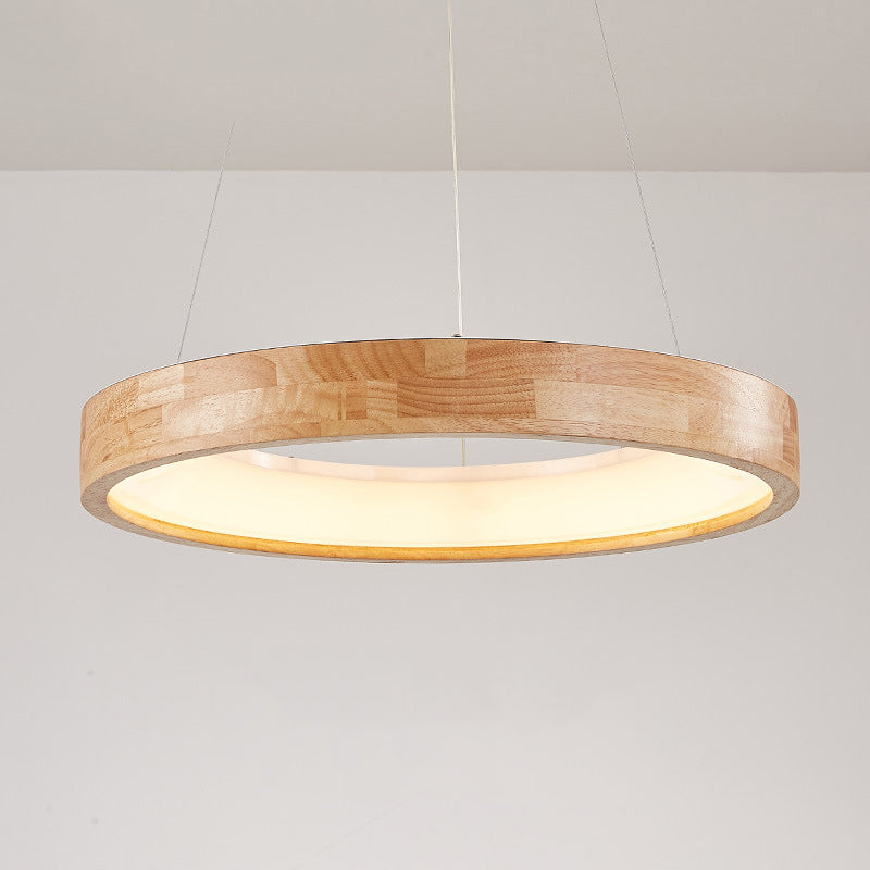 Muto Modern LED Pendelleuchte Ring Ess/Wohn/Schlafzimmer Holz/Acryl