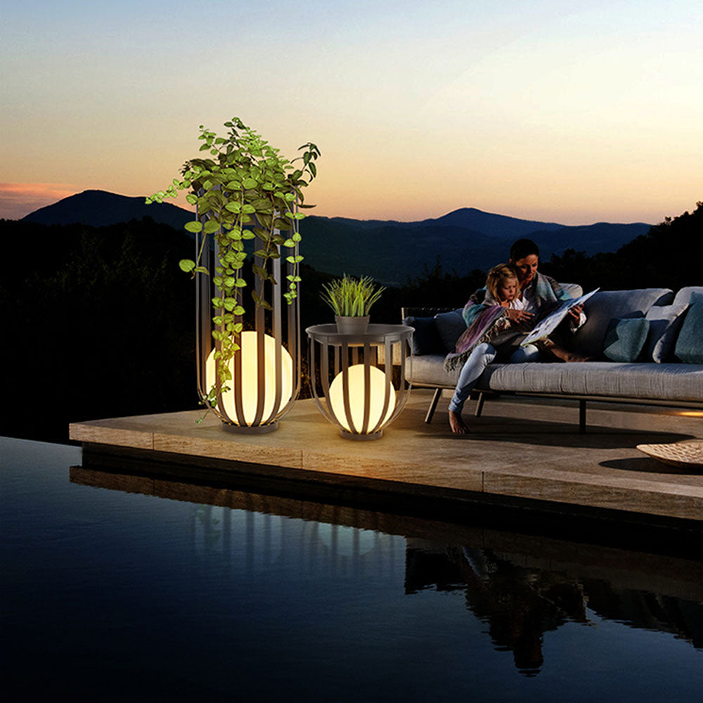 Ray Modern LED Außenleuchte Kugel Garten/Flur/Balkon, Schwarz, Metall