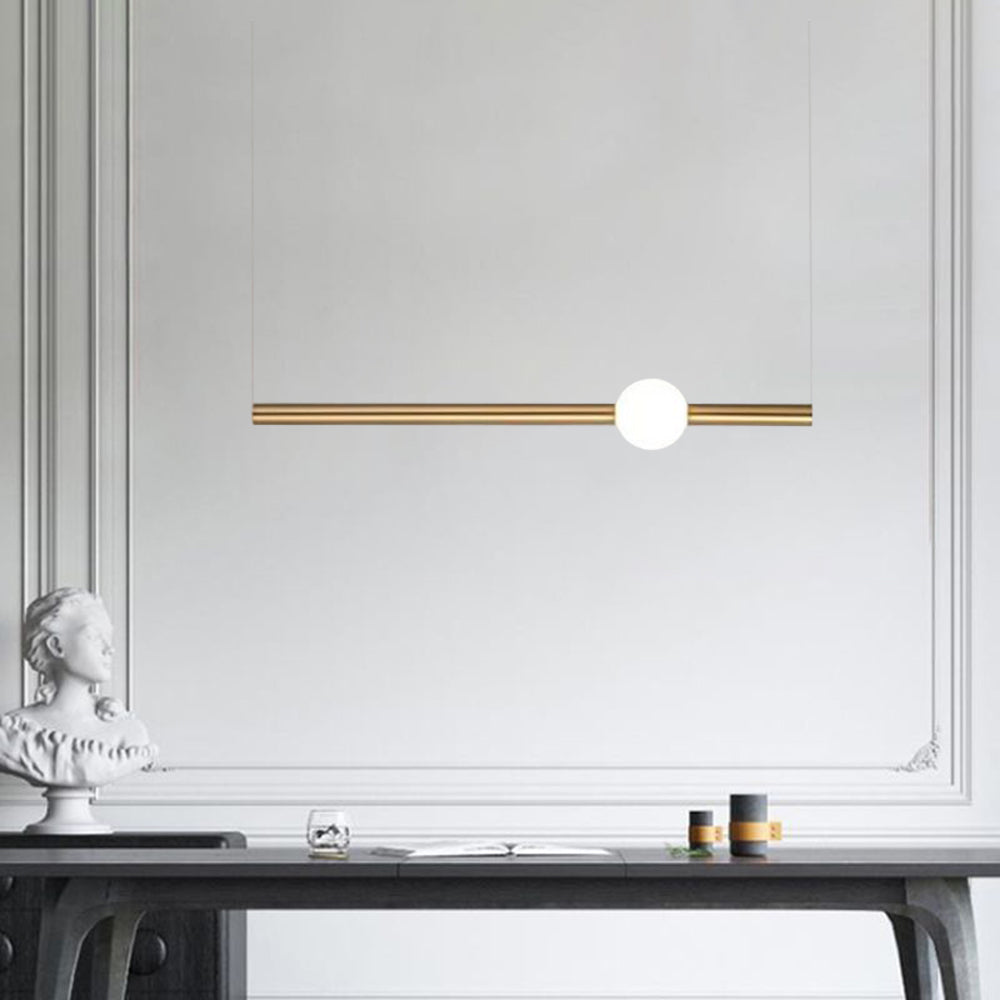 Arisha Modern LED Pendelleuchte Weiß/Gold Wohn/Schlafzimmer Metall&Glas 60CM Lang