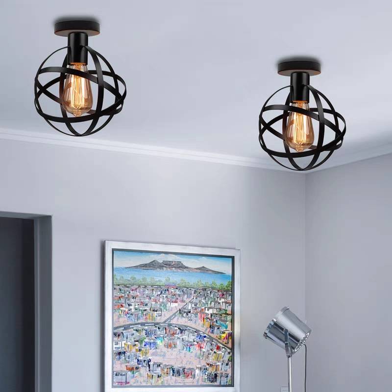 Arisha Vintage LED Deckenleuchte Kugel Schwarz Esszimmer Metall