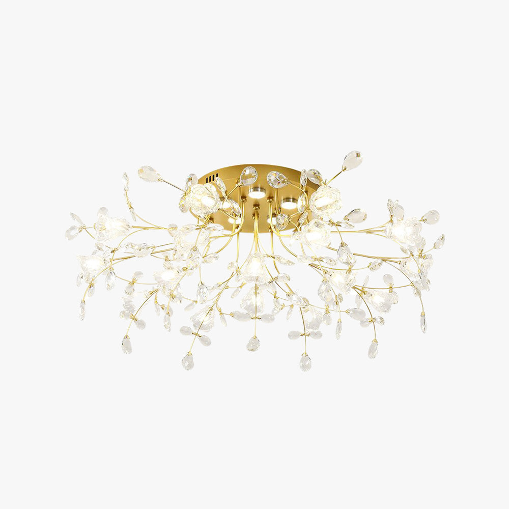 Kristy Deckenleuchte Blume Design LED Gold Wohn/Schlaf/Kinderzimmer Flur Glas