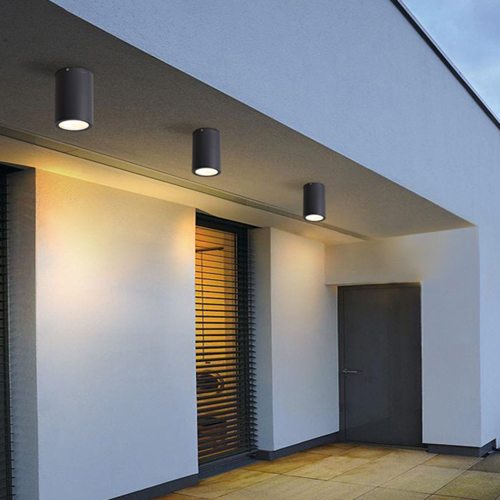 Ray Modern LED Außenleuchte Zylindrisch Schwarz Flur/Garten/Balkon Metall&Glas ∅11/15CM