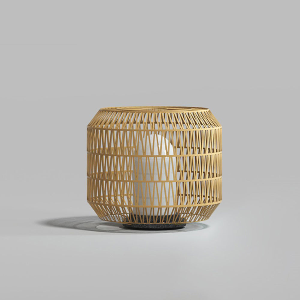 Ritta Moderne Design LED AußenleuchteGold Garten/Flur/Terrasse Holz Rattan Metall+Ratten