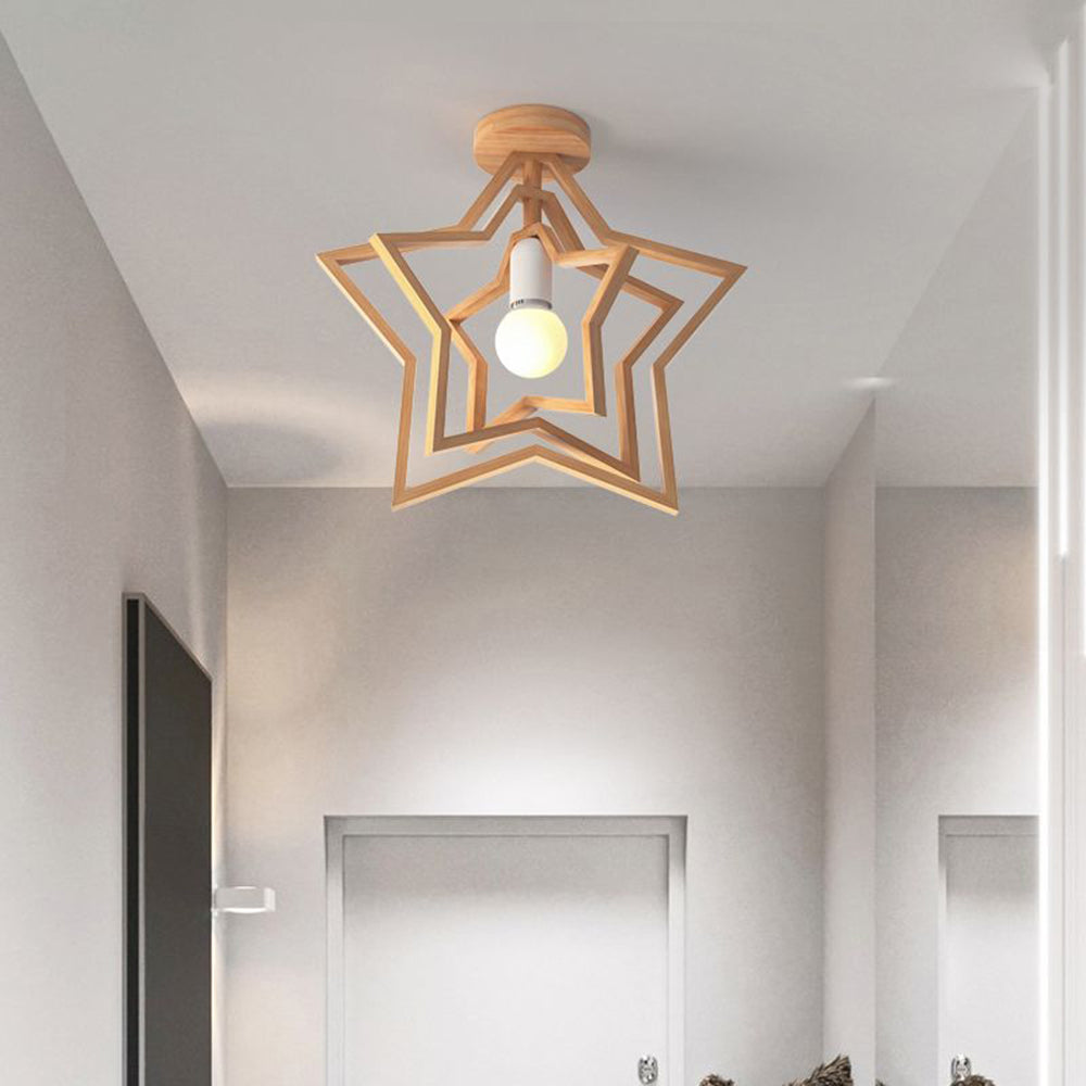 Muto Modern LED Geometrisch Käfig Deckenleuchte Holz/Acryl Schlafzimmer