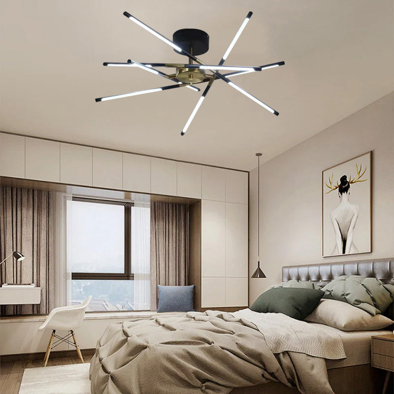 Arisha Modern Linear LED Deckenleuchte Schwarz/Gold Wohn/Schlafzimmer Metall/Acryl Multi-Flammig