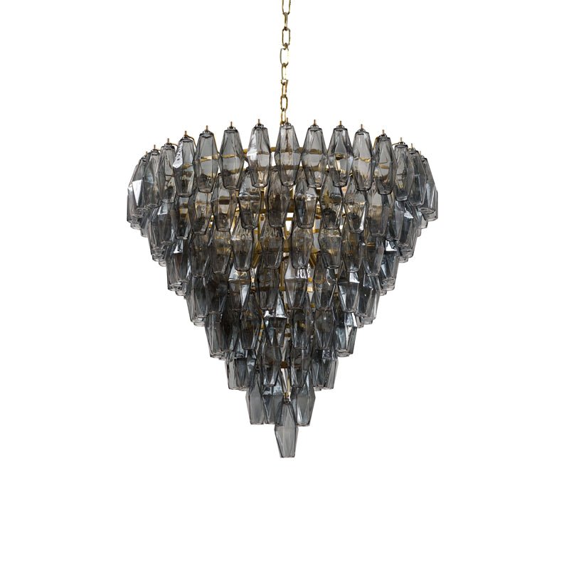 Eirenora Kronleuchter aus rosa facettiertem Glas in Schichtbauweise Vintage