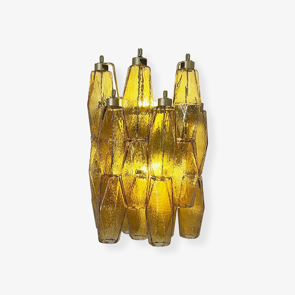 Liorenette Wandleuchte Bernstein Rhombus-Glas Geometrisches Murano Warmglühen