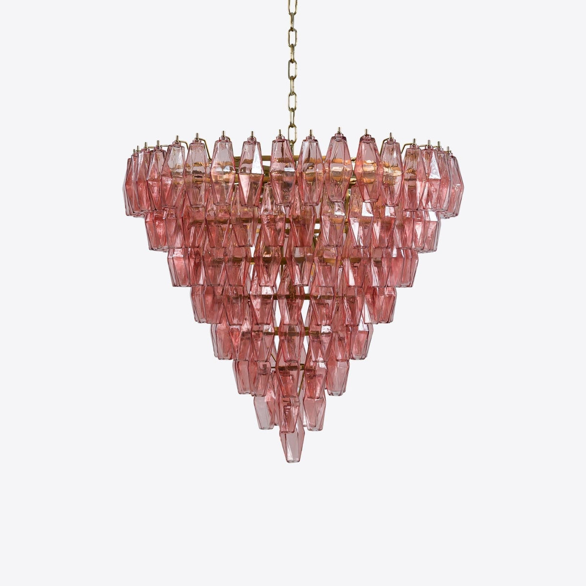 Eirenora Kronleuchter aus rosa facettiertem Glas in Schichtbauweise Vintage