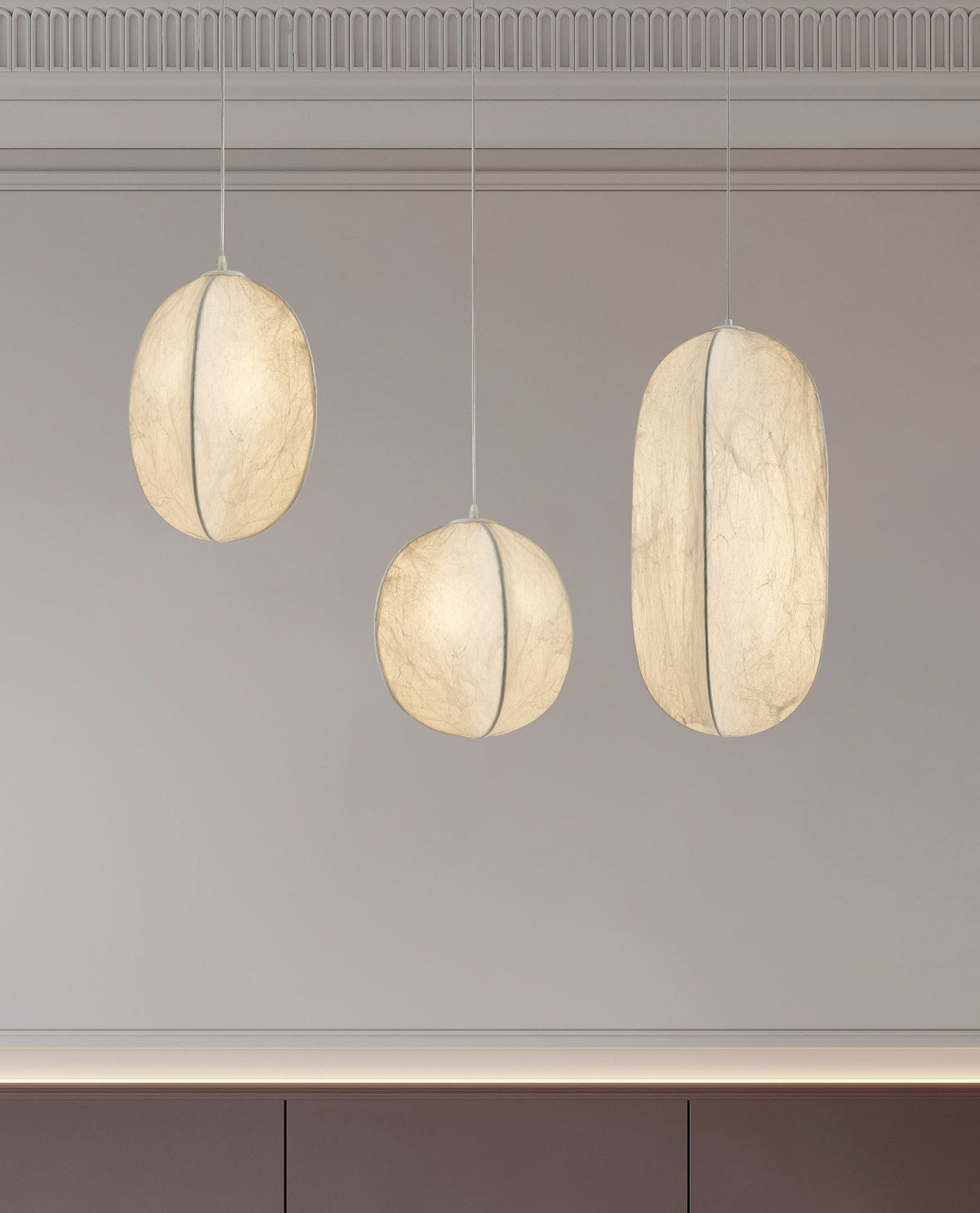 Dune Minimalistische Pendelleuchte aus Seide