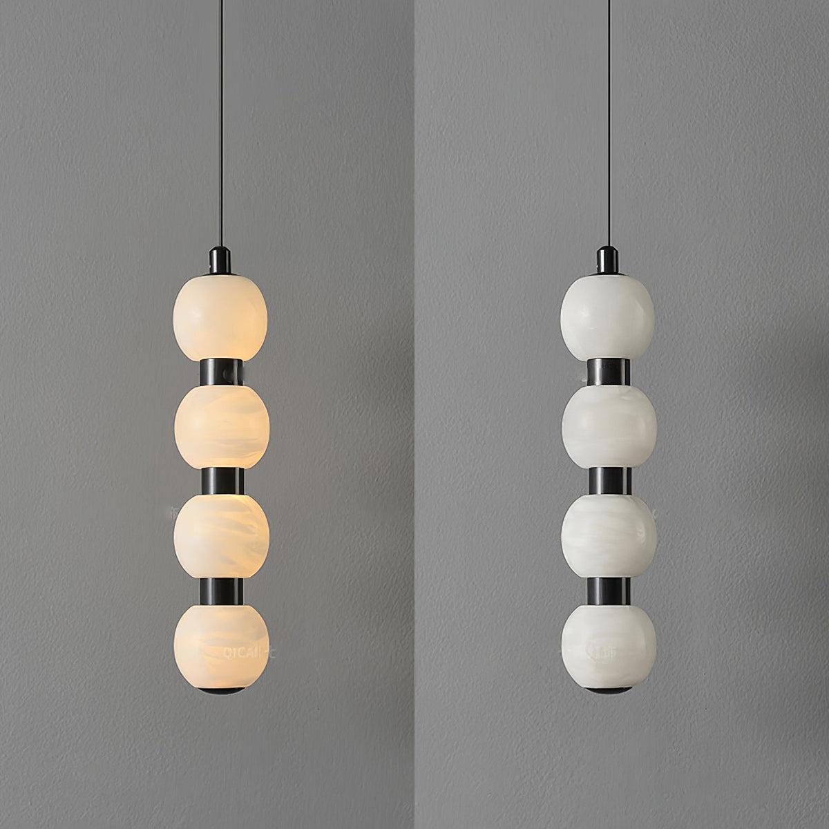 Albinaine zeitgenössische Alabaster-Pendelleuchte in Kieselsteinform