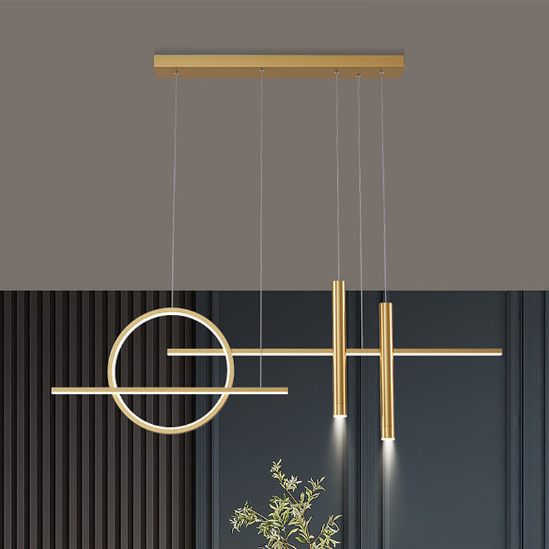 Arisha Modern Pendelleuchte Ring Linear Esszimmer, Schwarz/Gold, Metall
