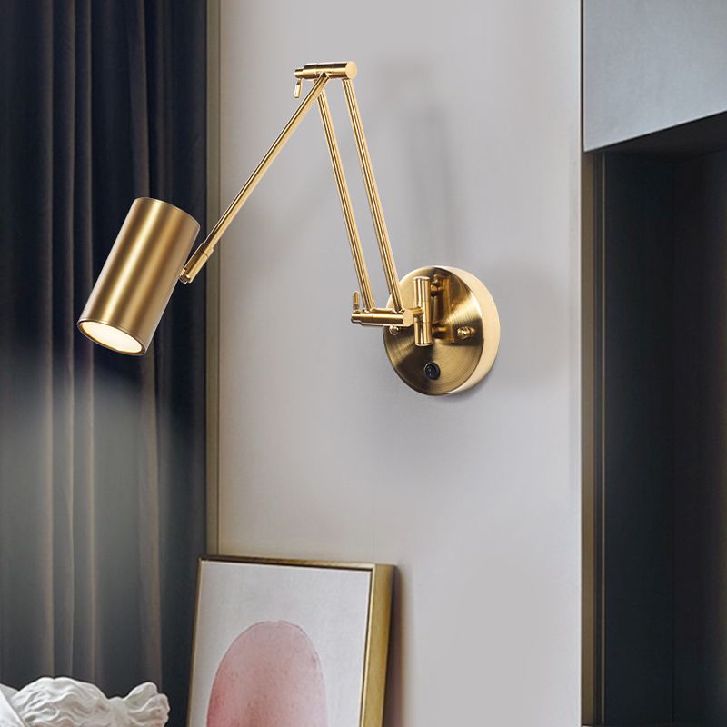 Arisha Modern Wandleuchte Zylindrisch Verstellbare, Messing/Gold, Schlafzimmer, Metall