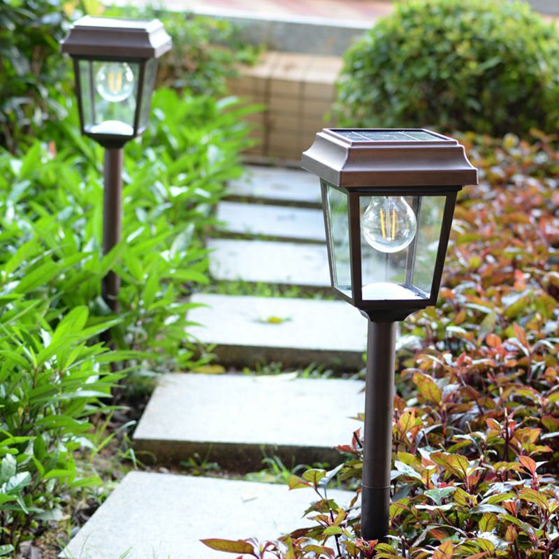 Ray Modern LED Außenleuchte Trapez Solarenergie Schwarz/Kaffee Garten Metall&Glas