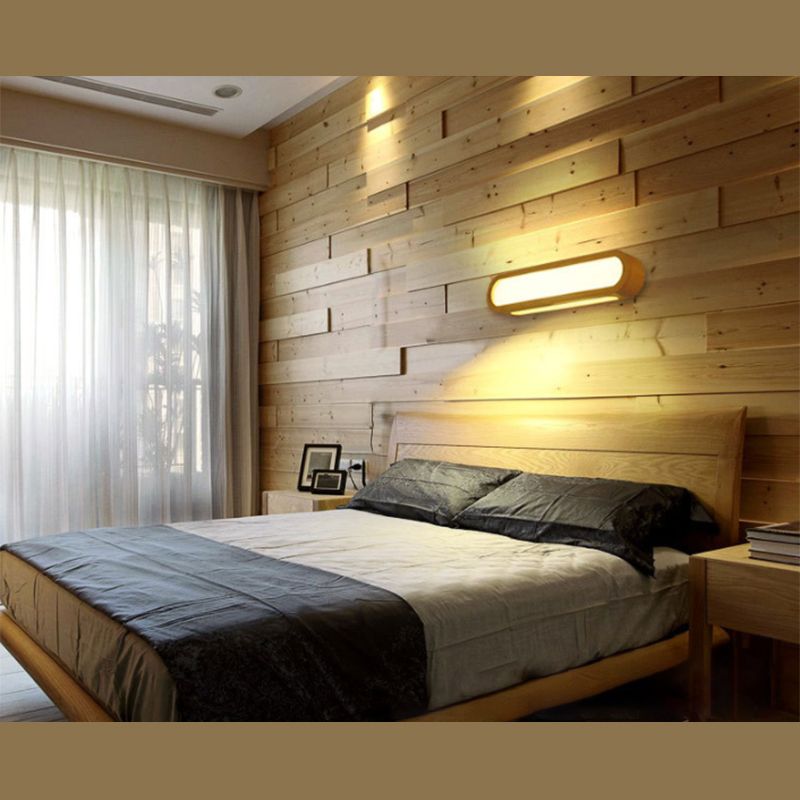 Muto Länglich Wandleuchte Holz Acryl Wohnzimmer