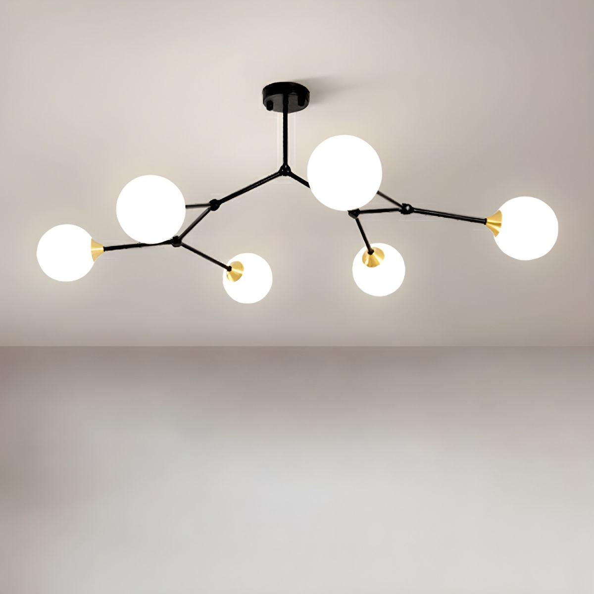 Valentina Moderner Glas Kronleuchter Schlafzimmer, Schwarz/Gold